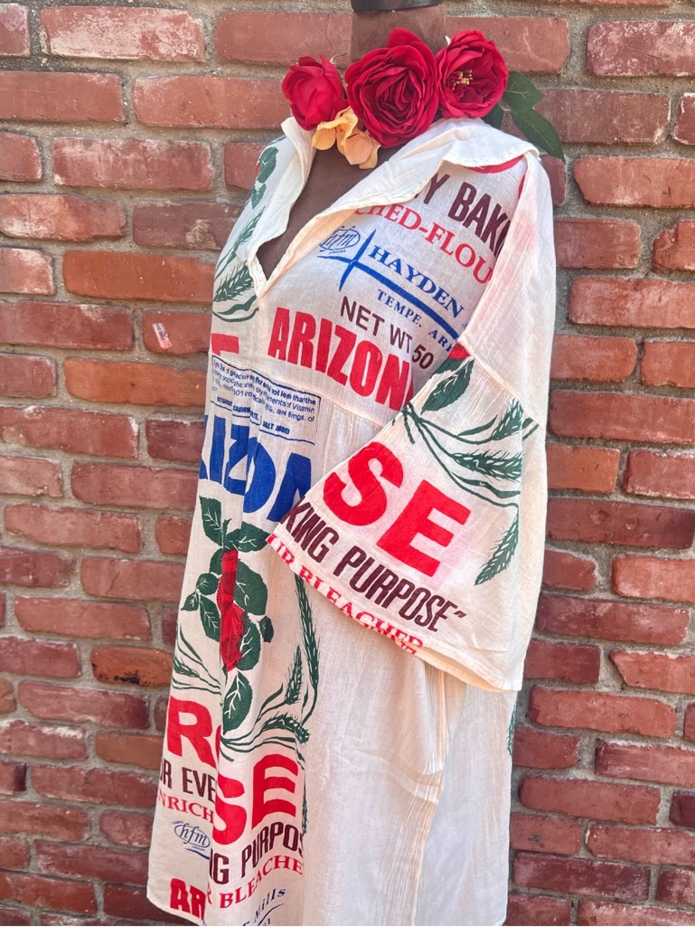Vintage Sack Rose Print Cotton Dress NWOT - Picture 8 of 11